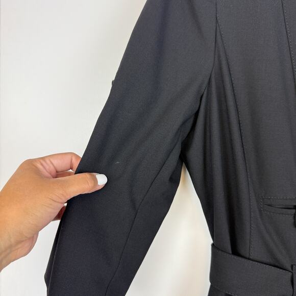 WORTH Luxury Black Wool Blend Belted Midi Dress - Size 10P Petite - Picture 3 of 10